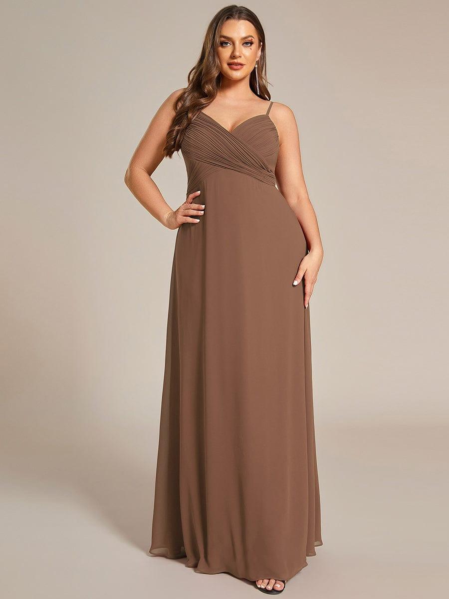Criss-Cross V-Neck Chiffon Backless A-Line Bridesmaid Dress #color_Brown