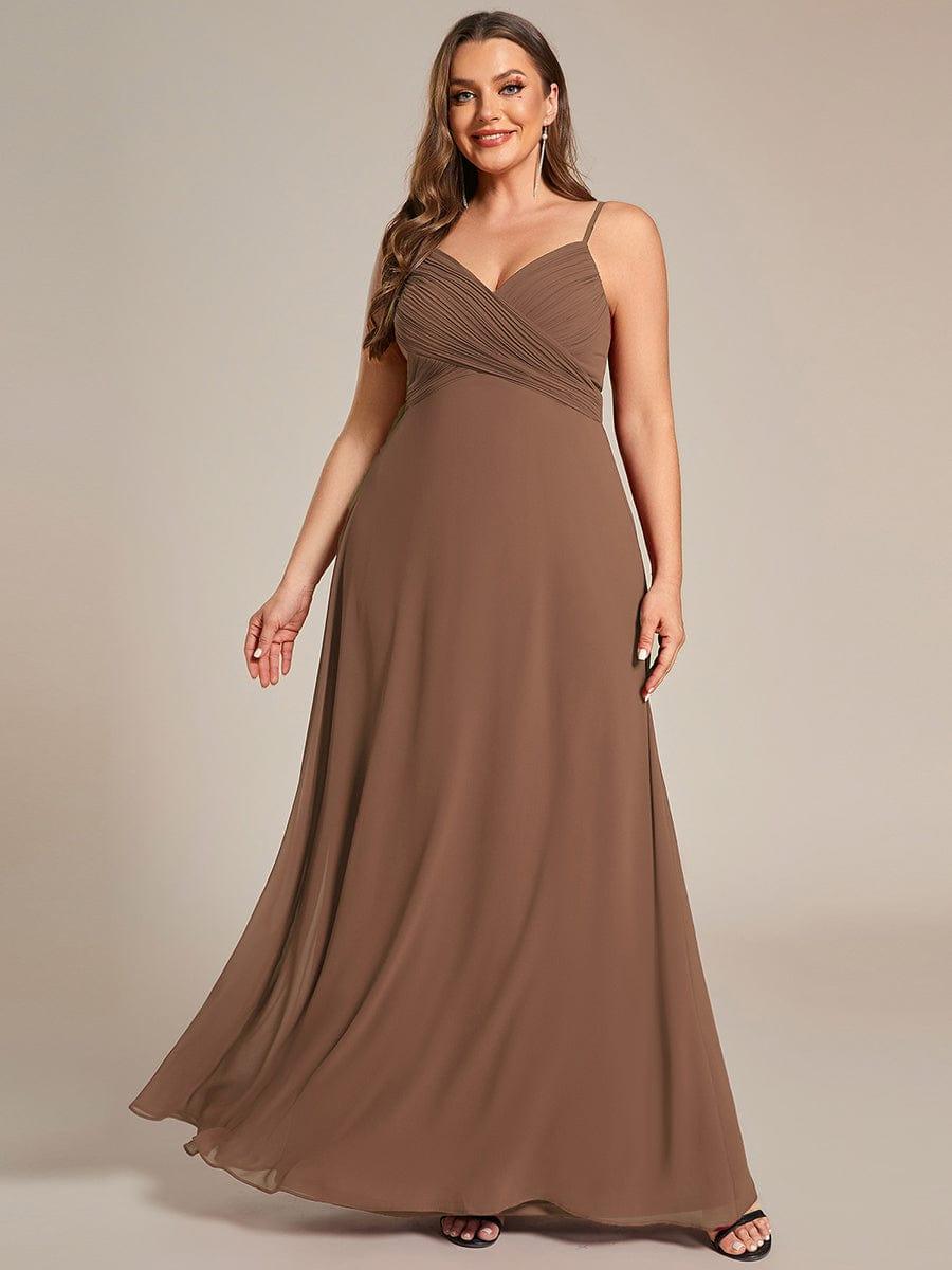 Criss-Cross V-Neck Chiffon Backless A-Line Bridesmaid Dress #color_Brown
