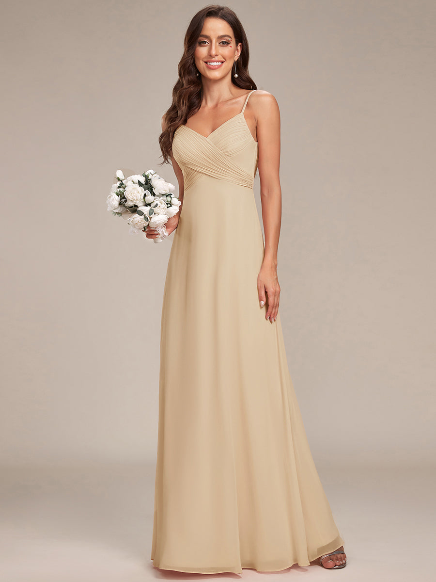 Criss-Cross V-Neck Chiffon Backless A-Line Bridesmaid Dress #color_Champagne