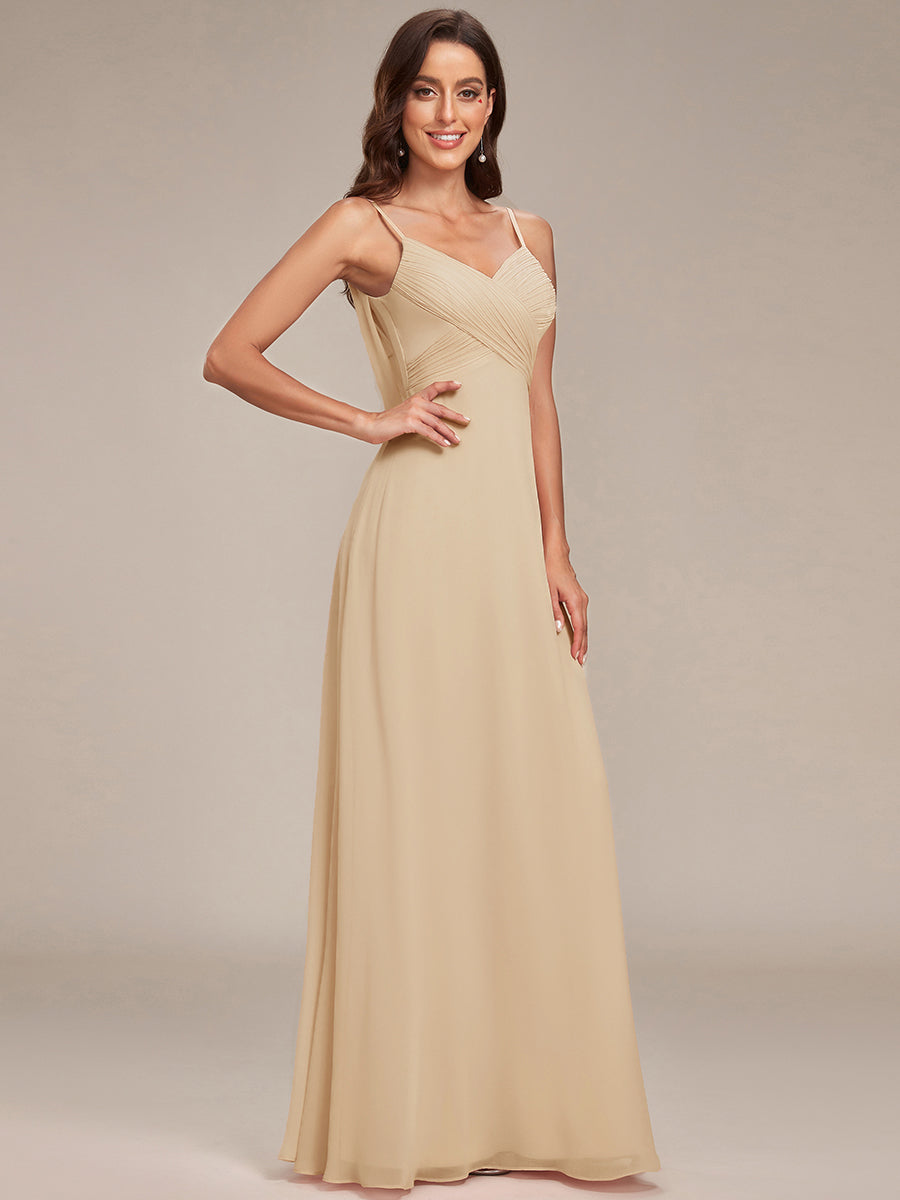 Criss-Cross V-Neck Chiffon Backless A-Line Bridesmaid Dress #color_Champagne