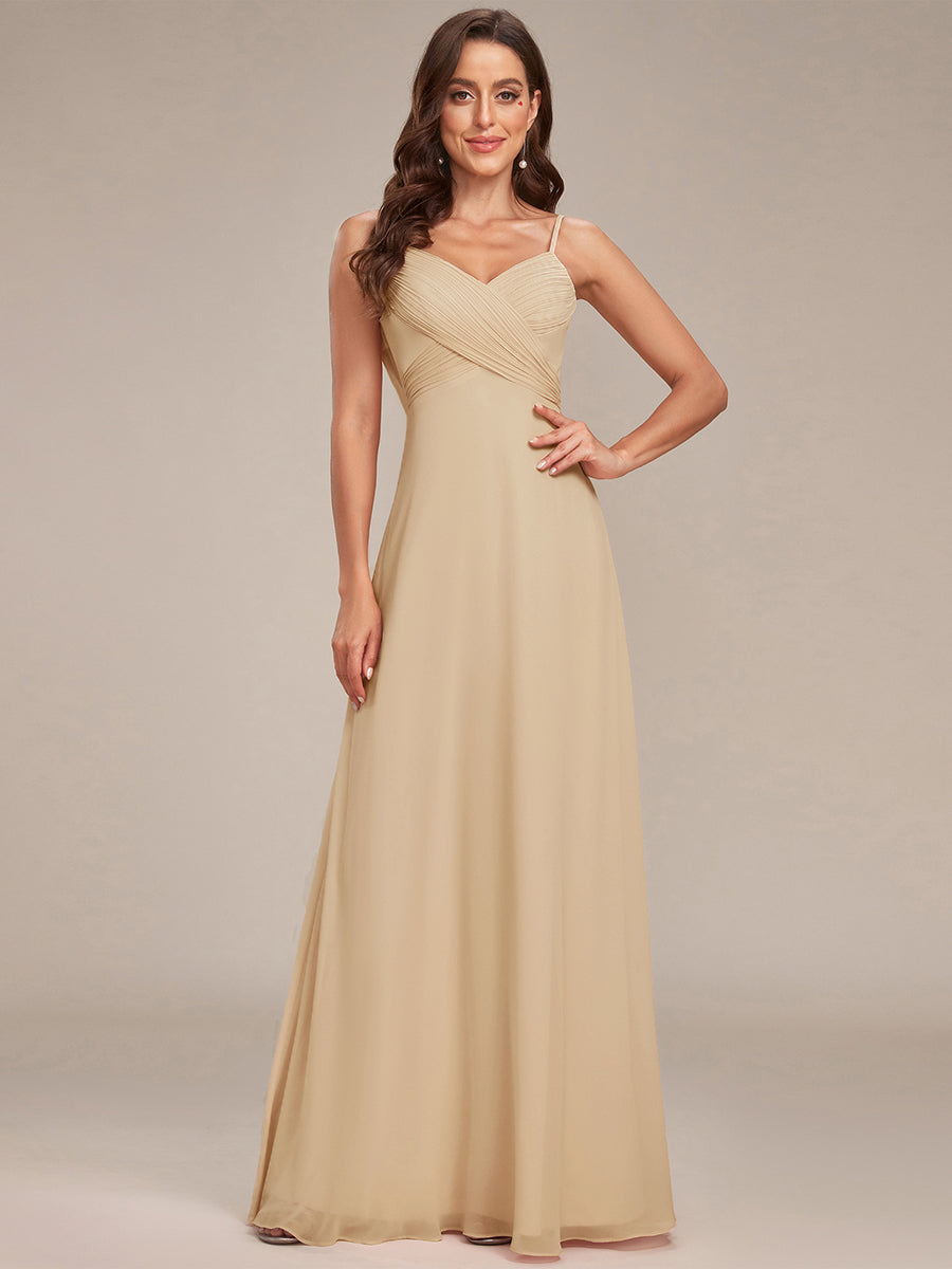 Criss-Cross V-Neck Chiffon Backless A-Line Bridesmaid Dress #color_Champagne