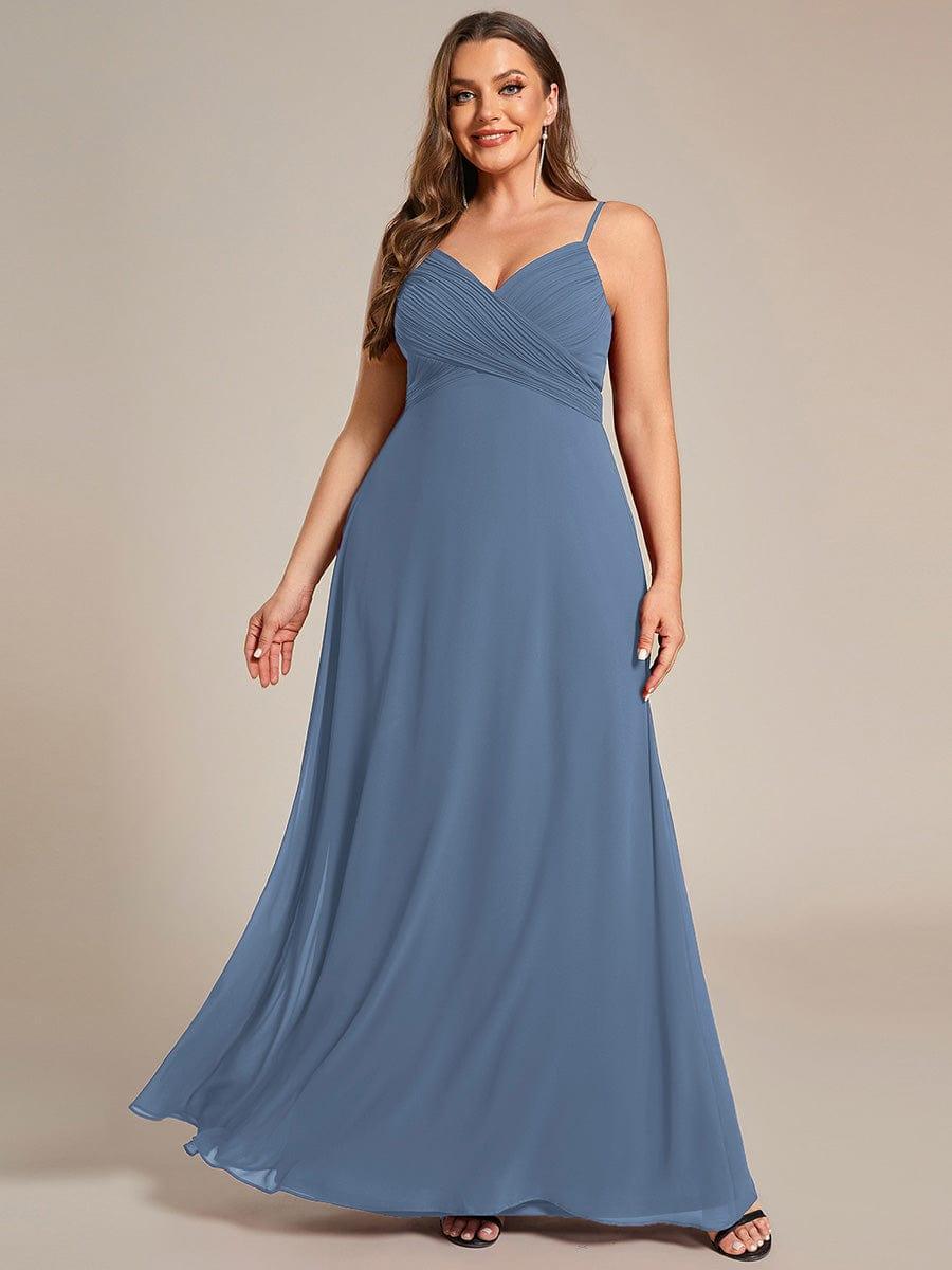 Criss-Cross V-Neck Chiffon Backless A-Line Bridesmaid Dress #color_Dusty Blue