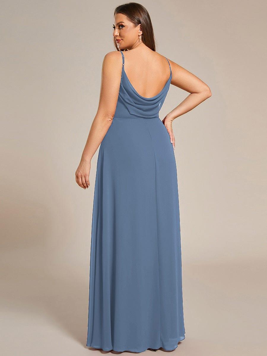 Criss-Cross V-Neck Chiffon Backless A-Line Bridesmaid Dress #color_Dusty Blue
