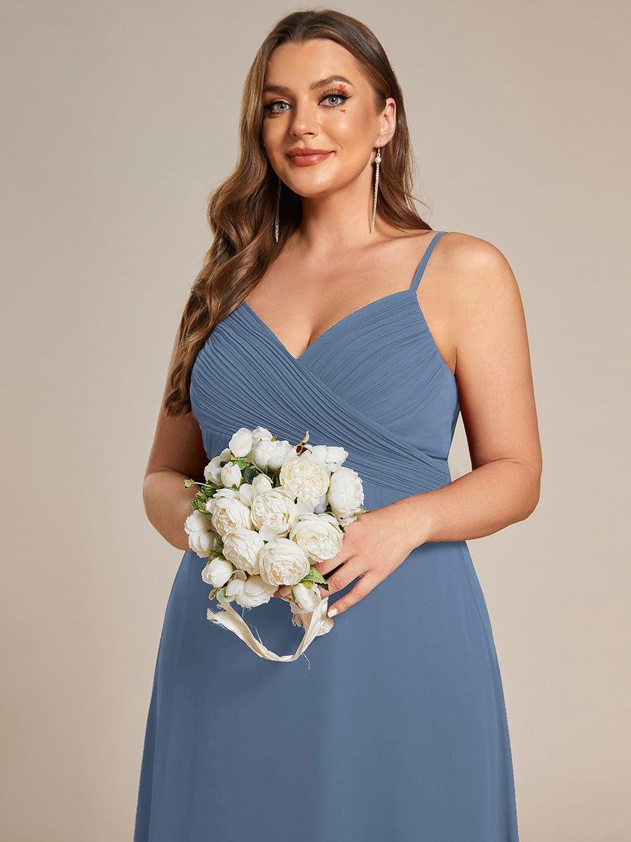 Criss-Cross V-Neck Chiffon Backless A-Line Bridesmaid Dress #color_Dusty Blue