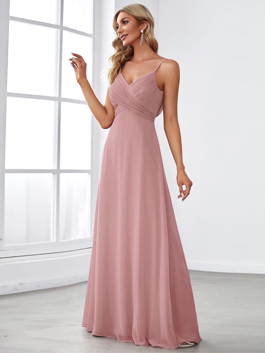 Criss-Cross V-Neck Chiffon Backless A-Line Bridesmaid Dress #color_Dusty Rose