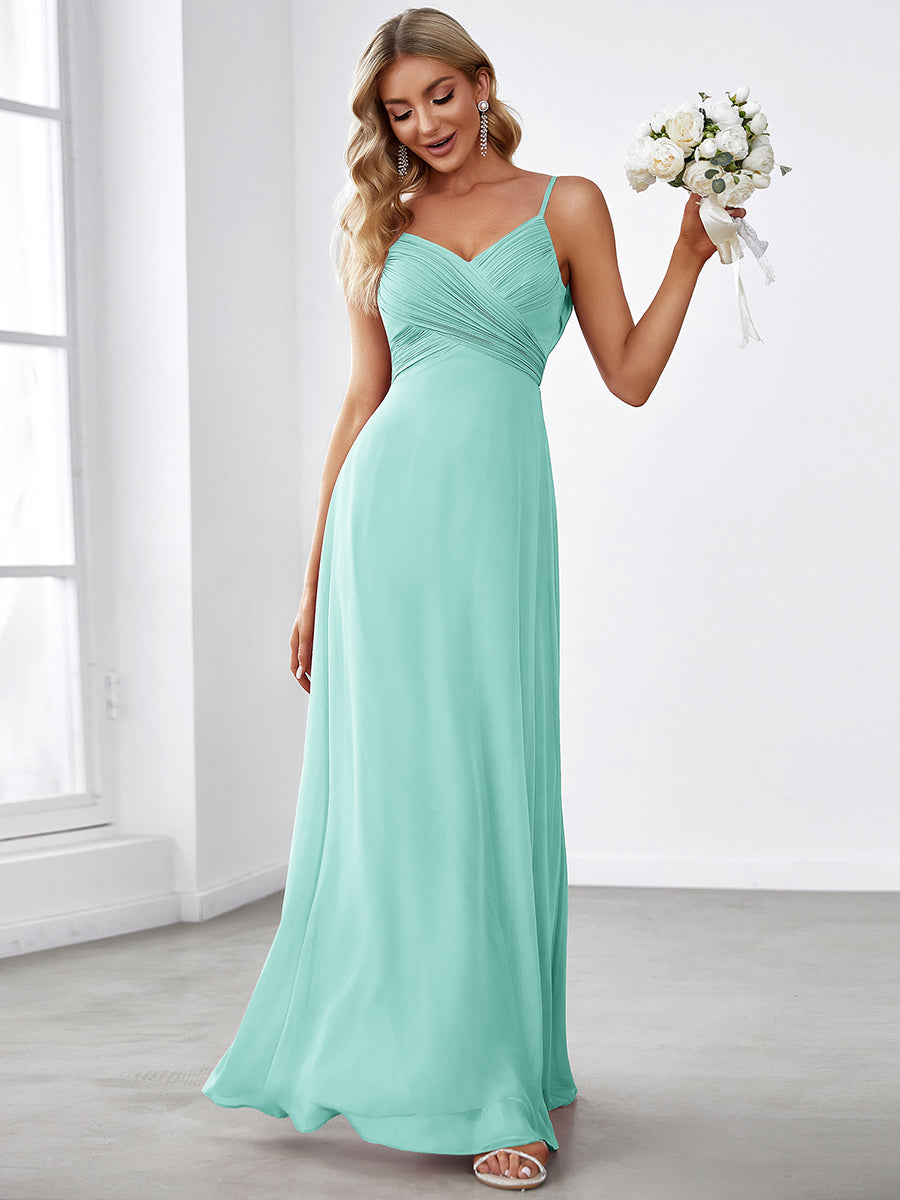 Sweetheart Draped Back Maxi Bridesmaid Dress #color_Pastel blue