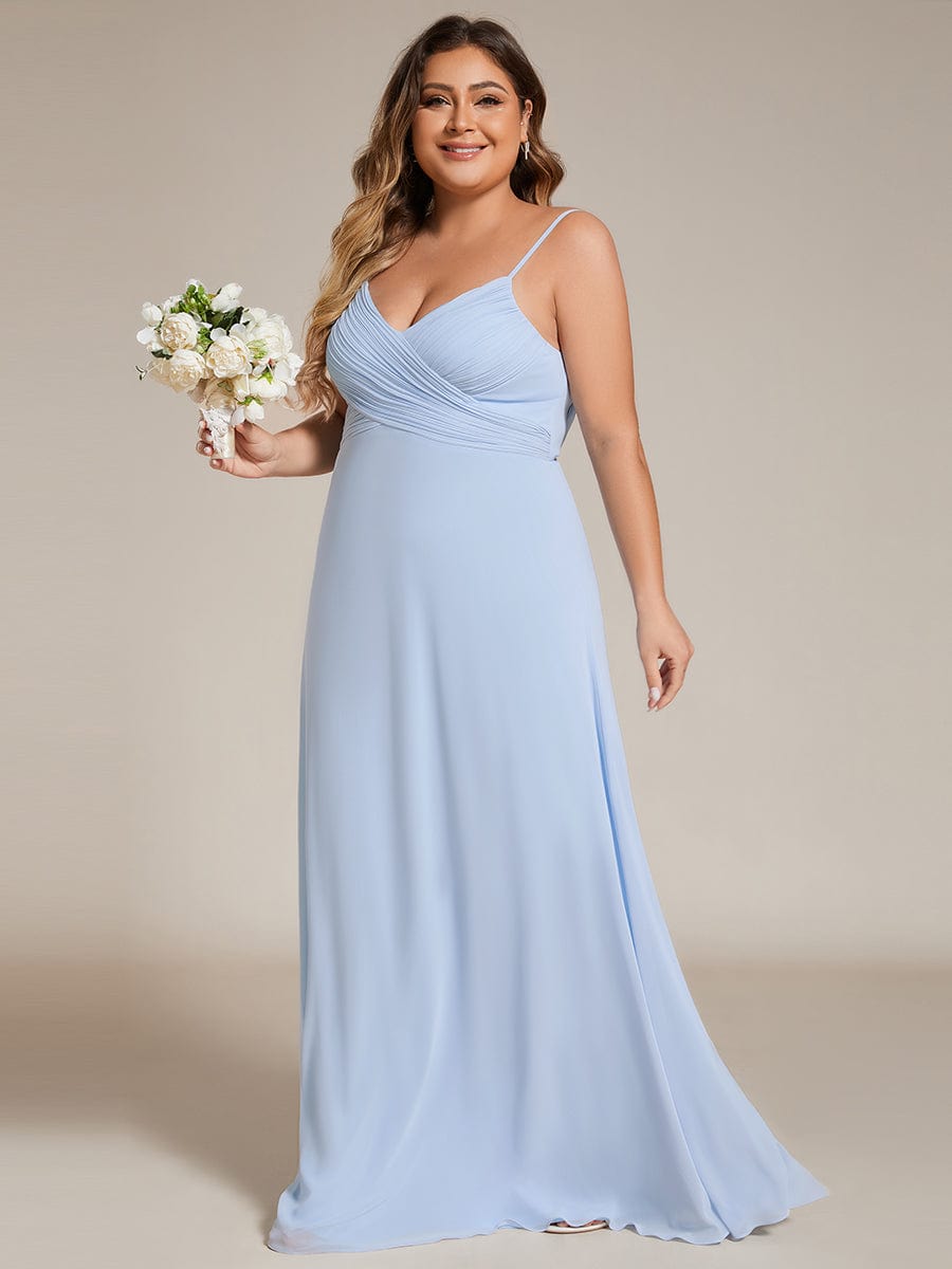 Plus Size Draped Back Criss-Cross Chiffon A-Line Dress #color_Ice Blue