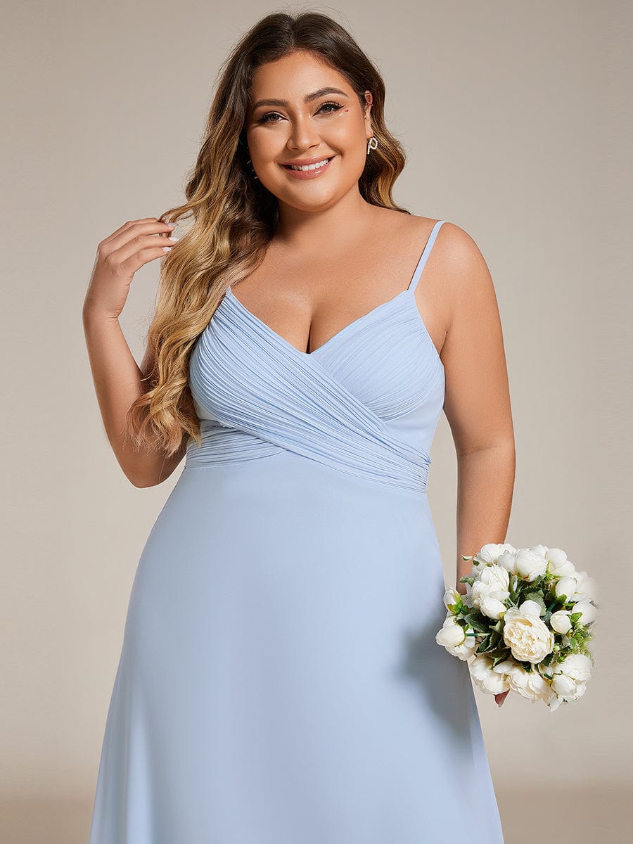 Plus Size Draped Back Criss-Cross Chiffon A-Line Dress #color_Ice Blue