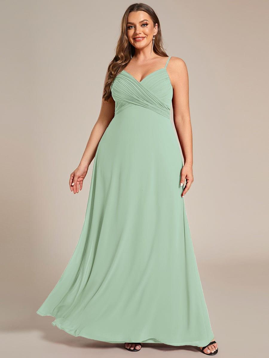 Criss-Cross V-Neck Chiffon Backless A-Line Bridesmaid Dress #color_Mint Green