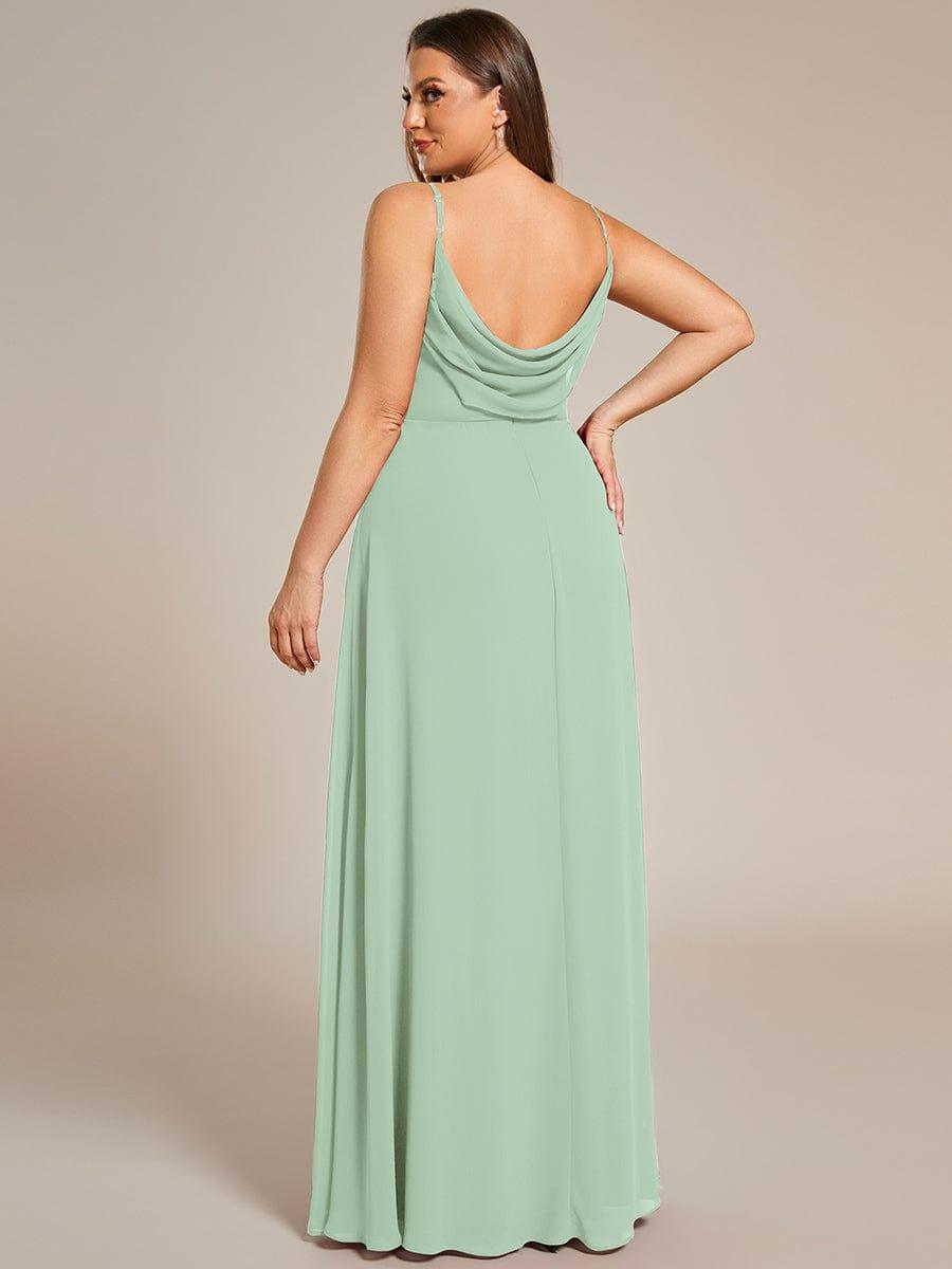 Criss-Cross V-Neck Chiffon Backless A-Line Bridesmaid Dress #color_Mint Green