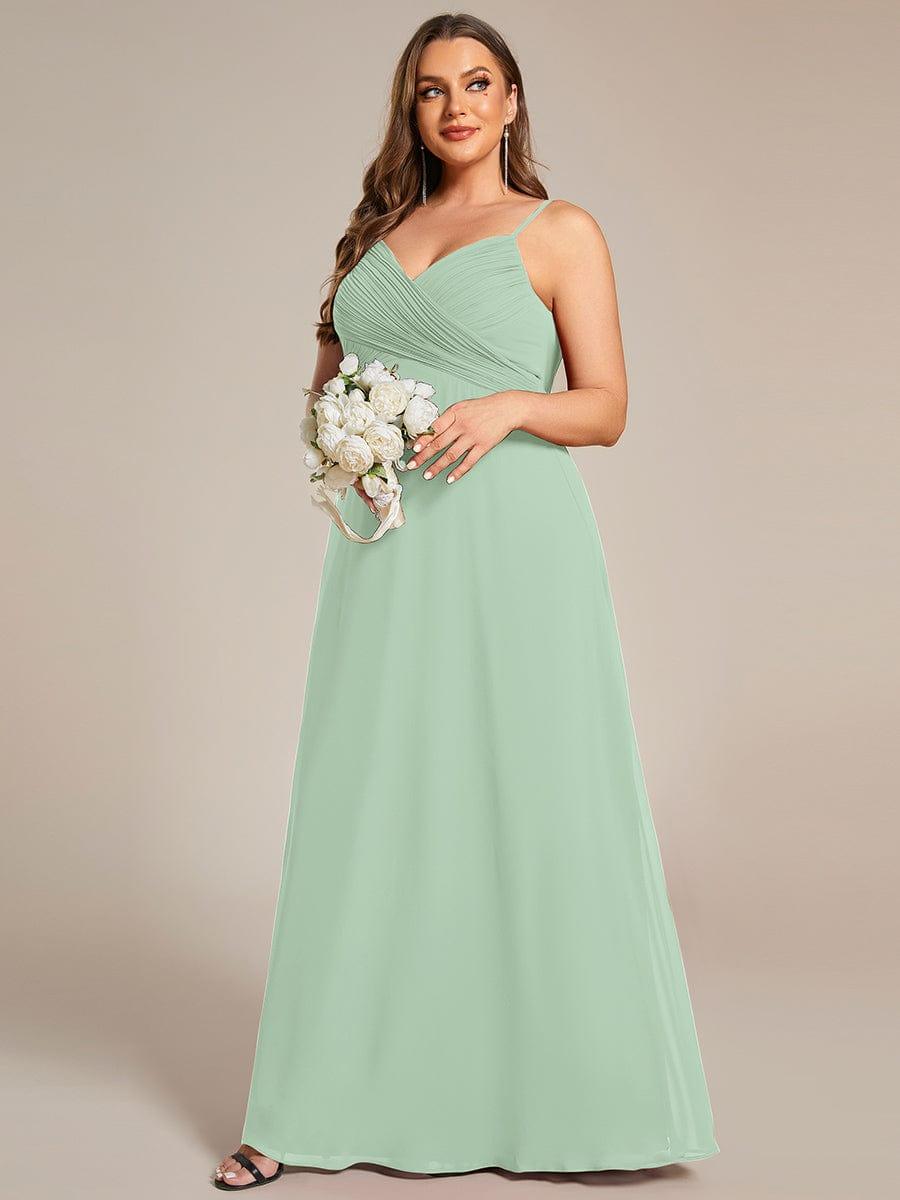 Plus Size Draped Back Criss-Cross Chiffon A-Line Dress #color_Mint Green