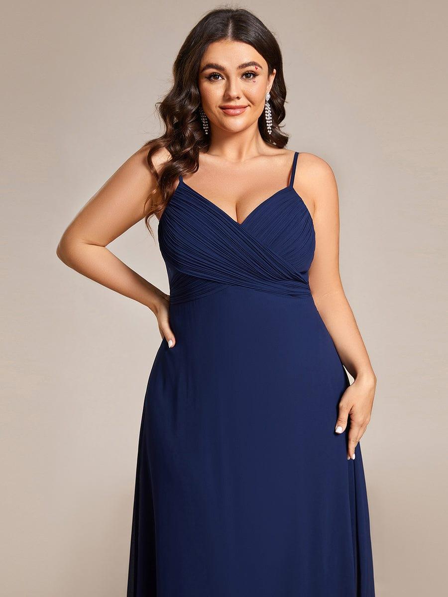 Criss-Cross V-Neck Chiffon Backless A-Line Bridesmaid Dress #color_Navy Blue