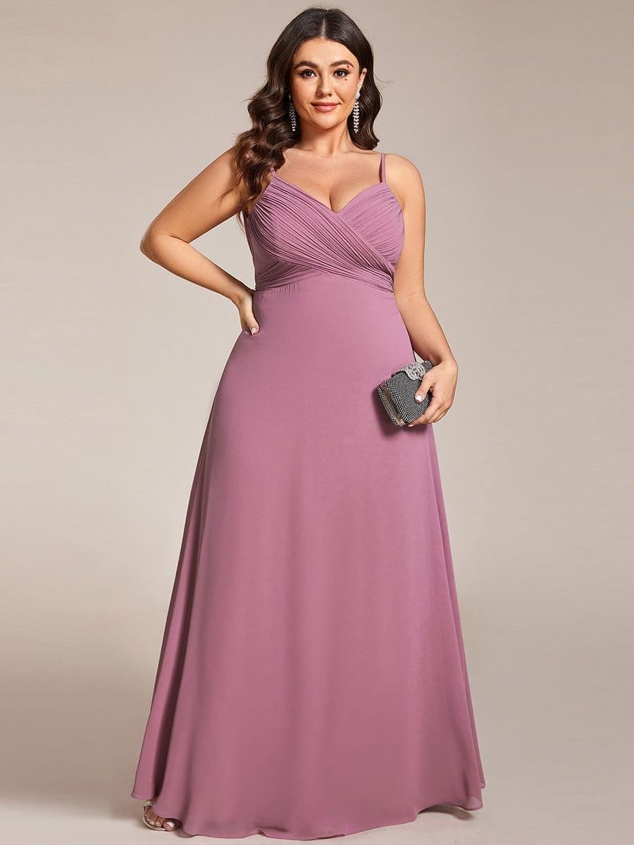 Criss-Cross V-Neck Chiffon Backless A-Line Bridesmaid Dress #color_Purple Orchid