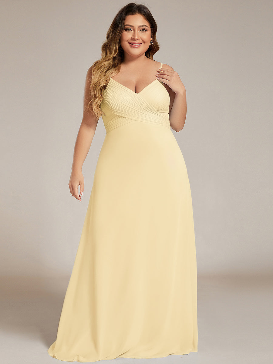 Criss-Cross V-Neck Chiffon Backless A-Line Bridesmaid Dress #color_Yellow