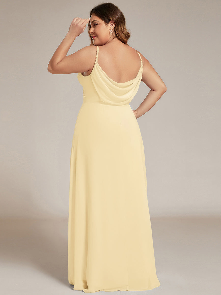 Plus Size Draped Back Criss-Cross Chiffon A-Line Dress #color_Yellow