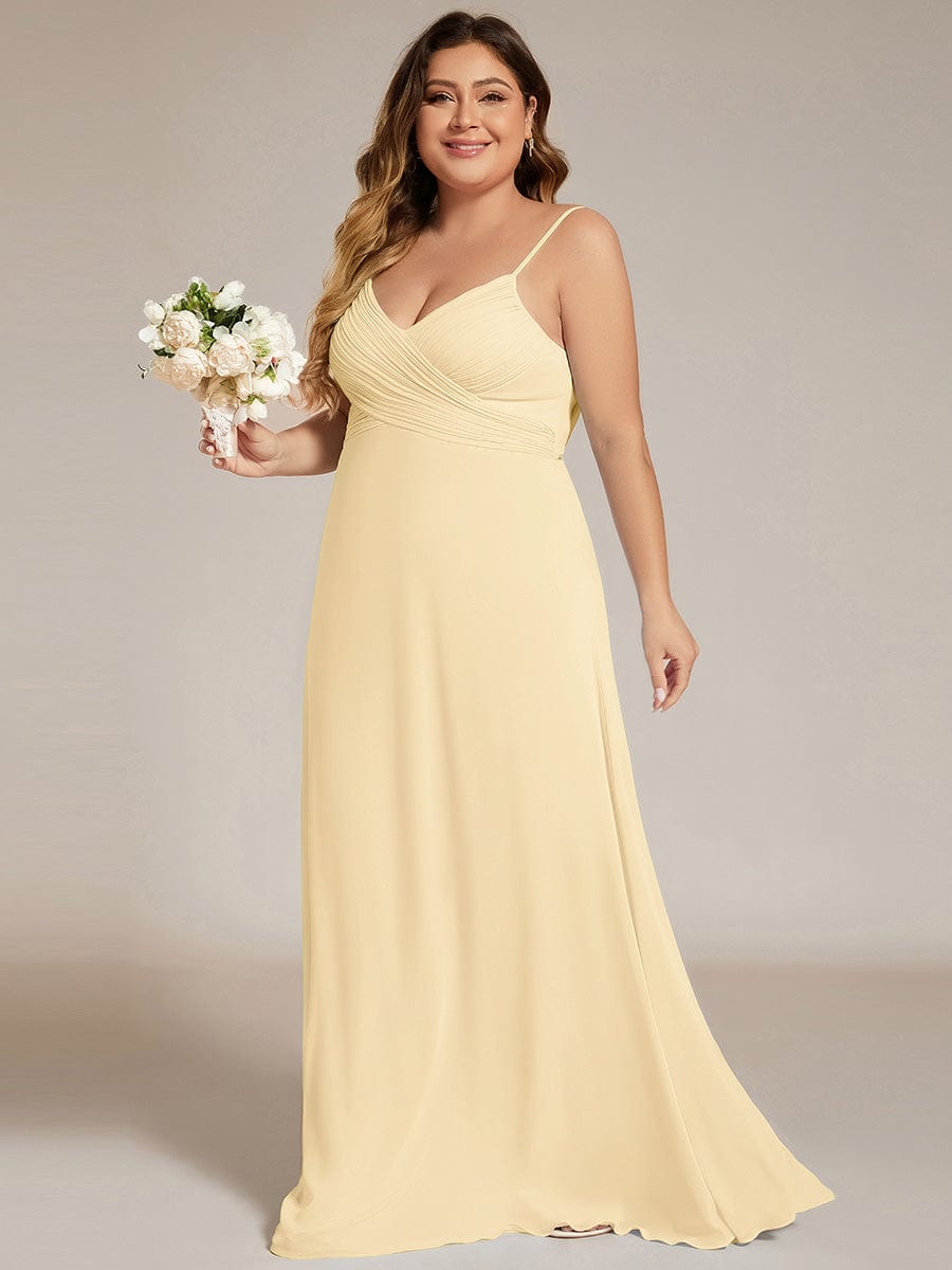 Criss-Cross V-Neck Chiffon Backless A-Line Bridesmaid Dress #color_Yellow