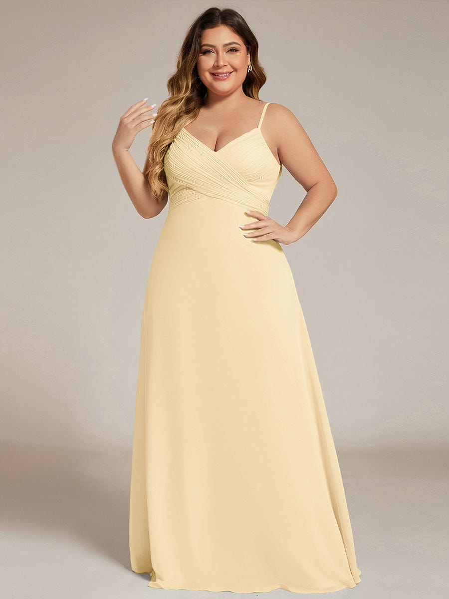 Criss-Cross V-Neck Chiffon Backless A-Line Bridesmaid Dress #color_Yellow