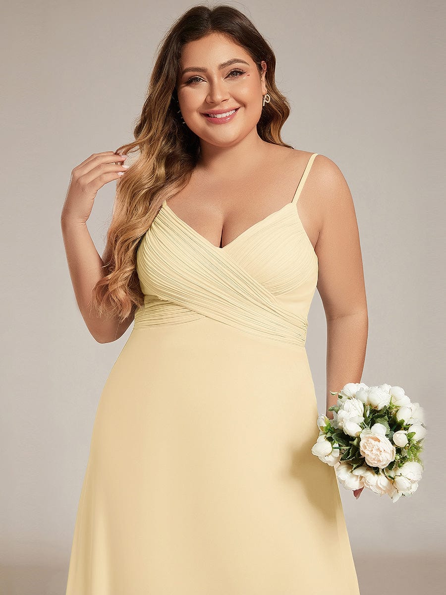 Criss-Cross V-Neck Chiffon Backless A-Line Bridesmaid Dress #color_Yellow