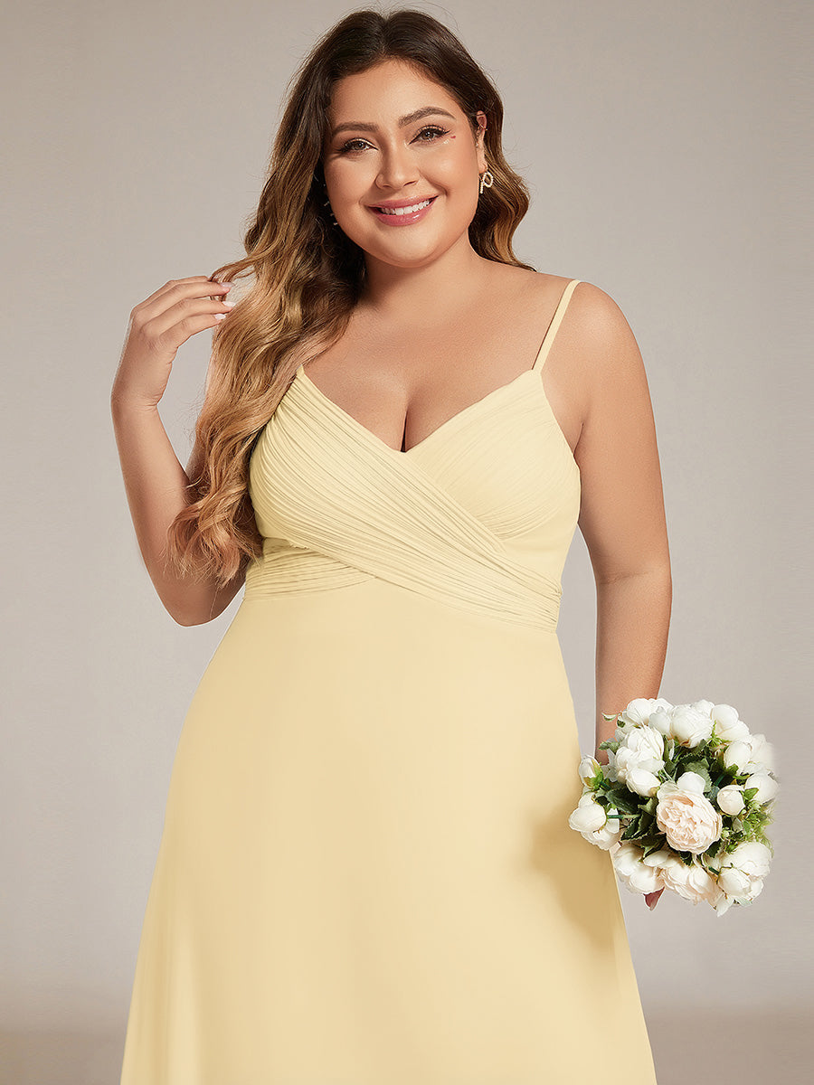 Plus Size Draped Back Criss-Cross Chiffon A-Line Dress #color_Yellow