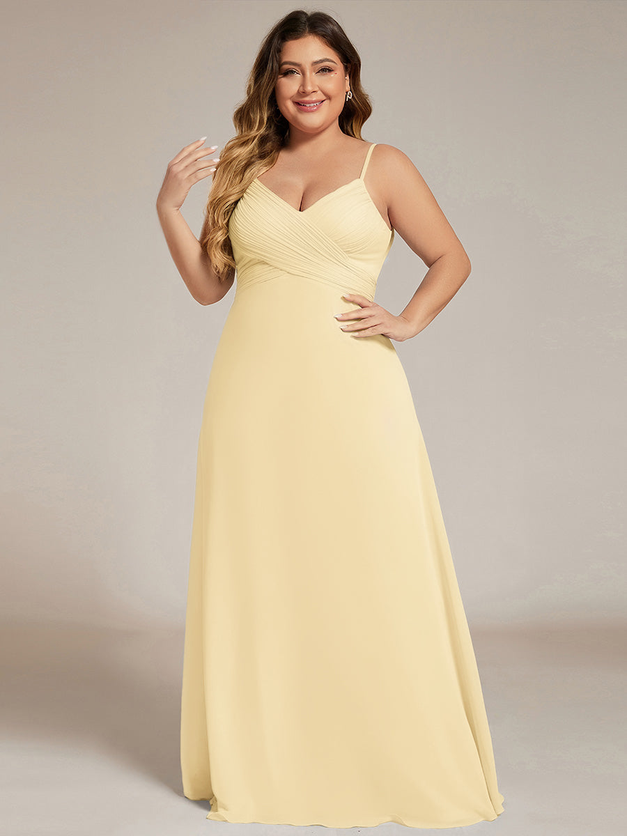 Plus Size Draped Back Criss-Cross Chiffon A-Line Dress #color_Yellow