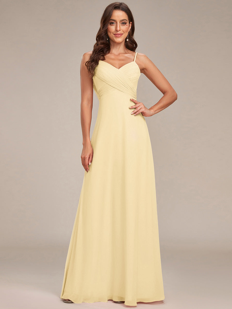 Criss-Cross V-Neck Chiffon Backless A-Line Bridesmaid Dress #color_Yellow