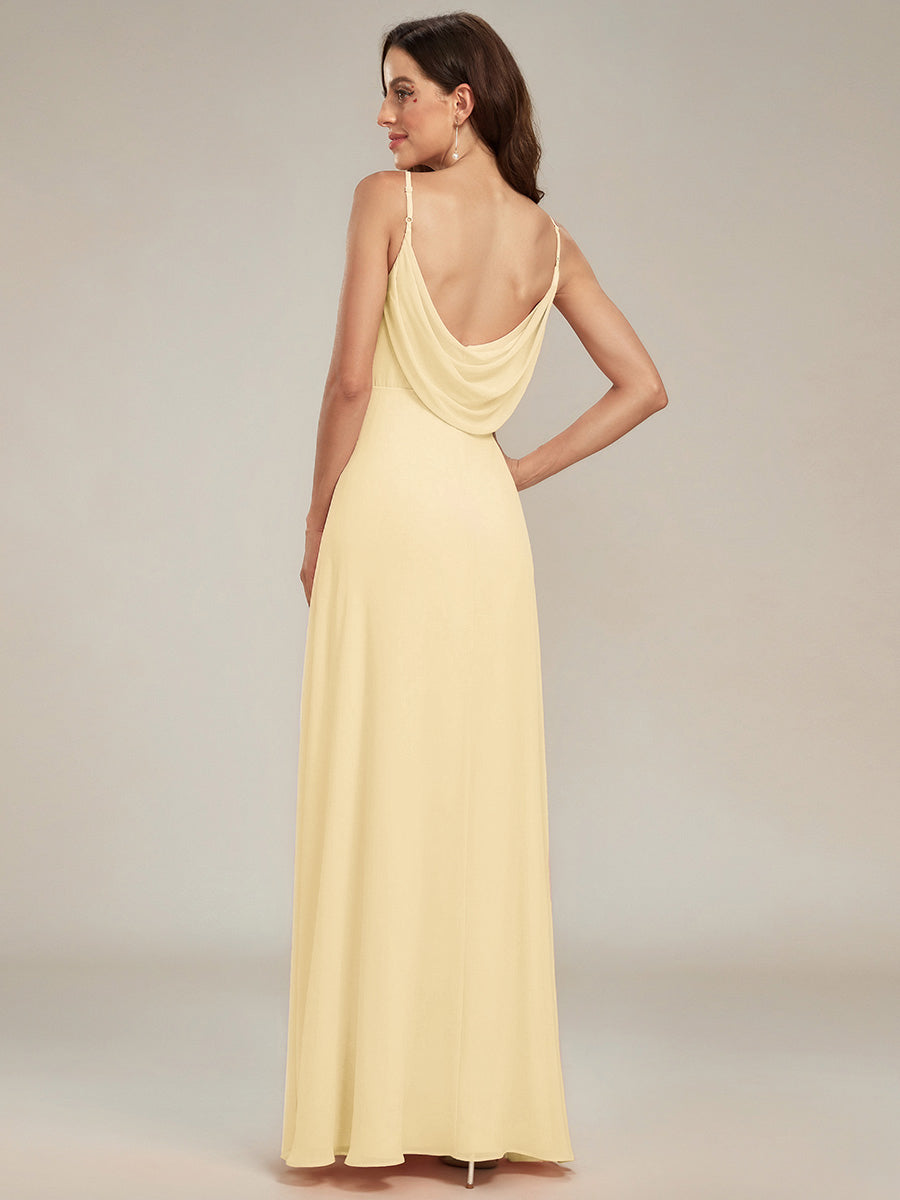 Criss-Cross V-Neck Chiffon Backless A-Line Bridesmaid Dress #color_Yellow