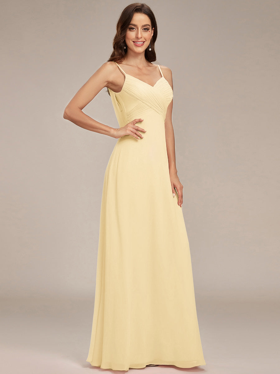 Criss-Cross V-Neck Chiffon Backless A-Line Bridesmaid Dress #color_Yellow