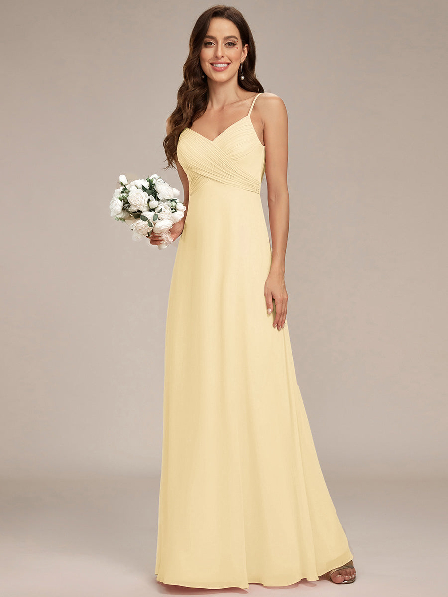 Criss-Cross V-Neck Chiffon Backless A-Line Bridesmaid Dress #color_Yellow