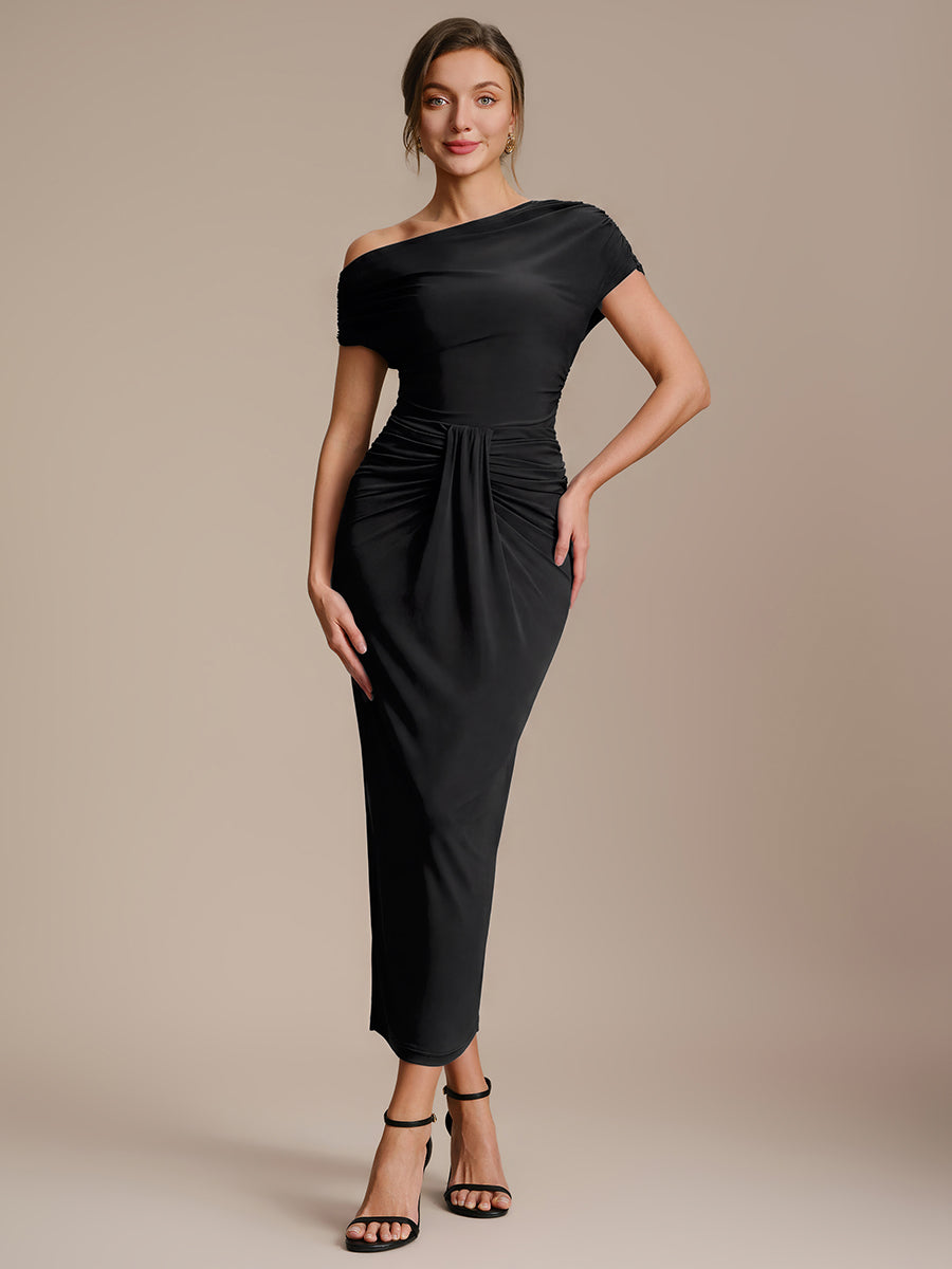 Knit Off-the-shoulder Sleeve Off The Shoulder Tops #color_Black