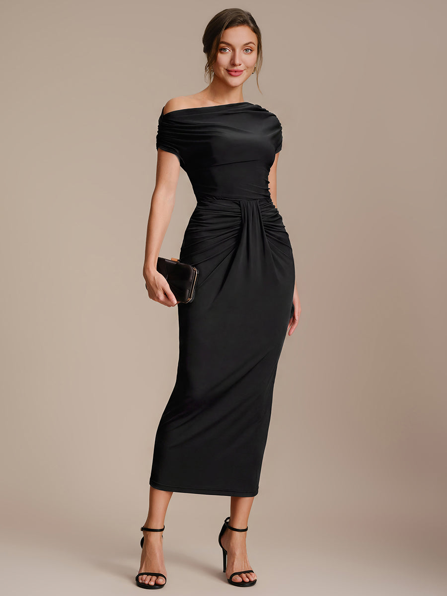 Knit Off-the-shoulder Sleeve Off The Shoulder Tops #color_Black