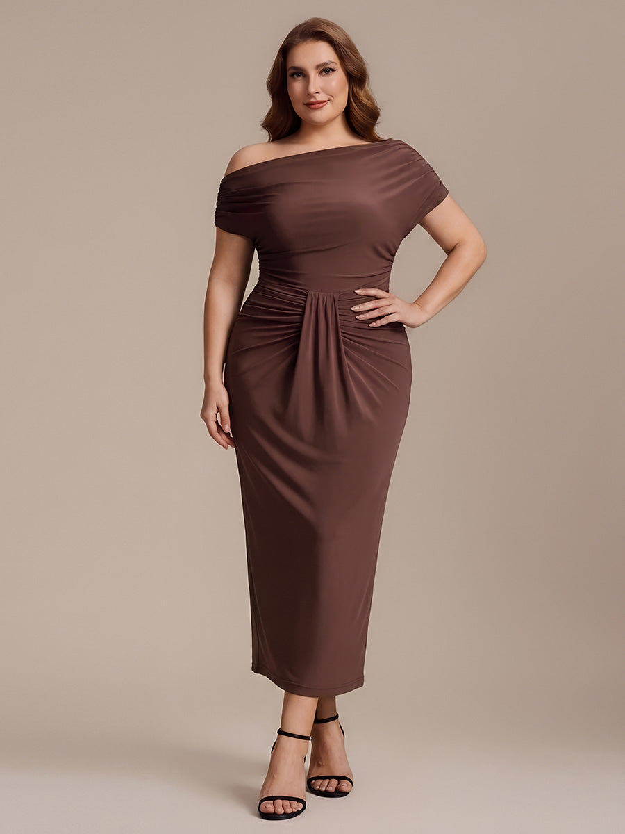 Knit Off-the-shoulder Sleeve Off The Shoulder Tops #color_Chocolate Brown