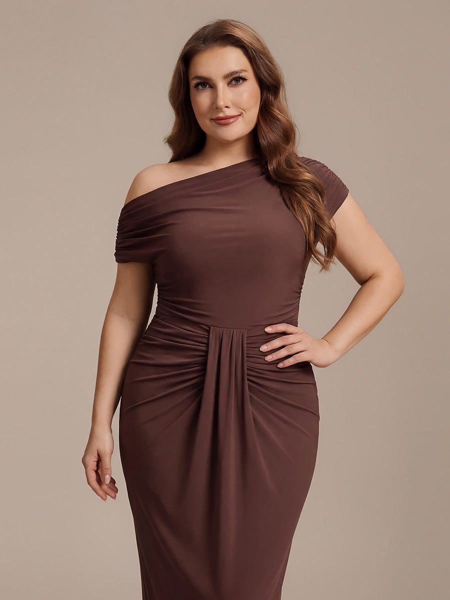 Knit Off-the-shoulder Sleeve Off The Shoulder Tops #color_Chocolate Brown