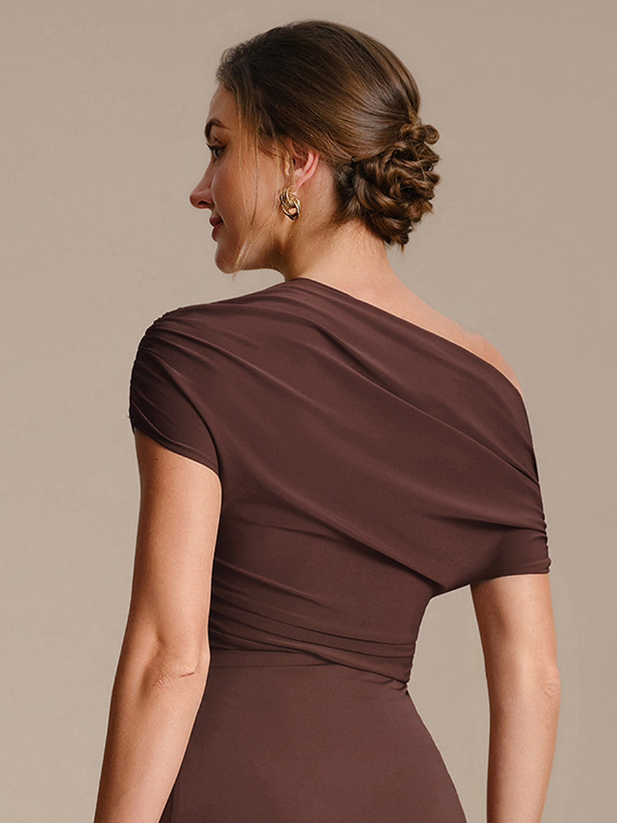 Knit Off-the-shoulder Sleeve Off The Shoulder Tops #color_Chocolate Brown