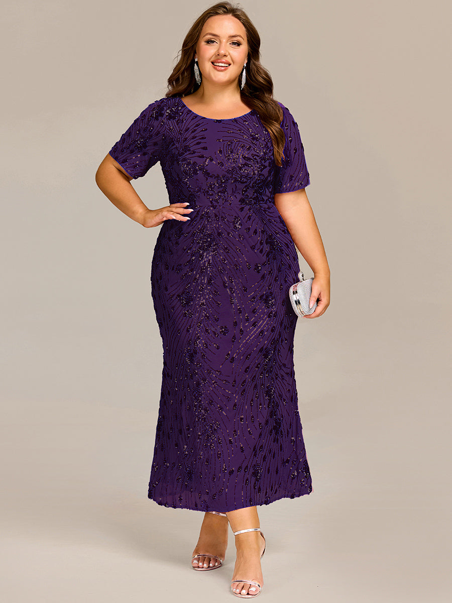Plus Size Sequin Mermaid Formal Dresses #color_Dark Purple