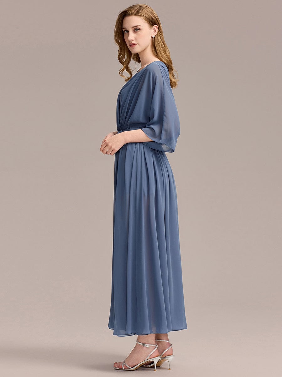 Slit Chiffon Tie-Front Formal Dress #color_Dusty Blue