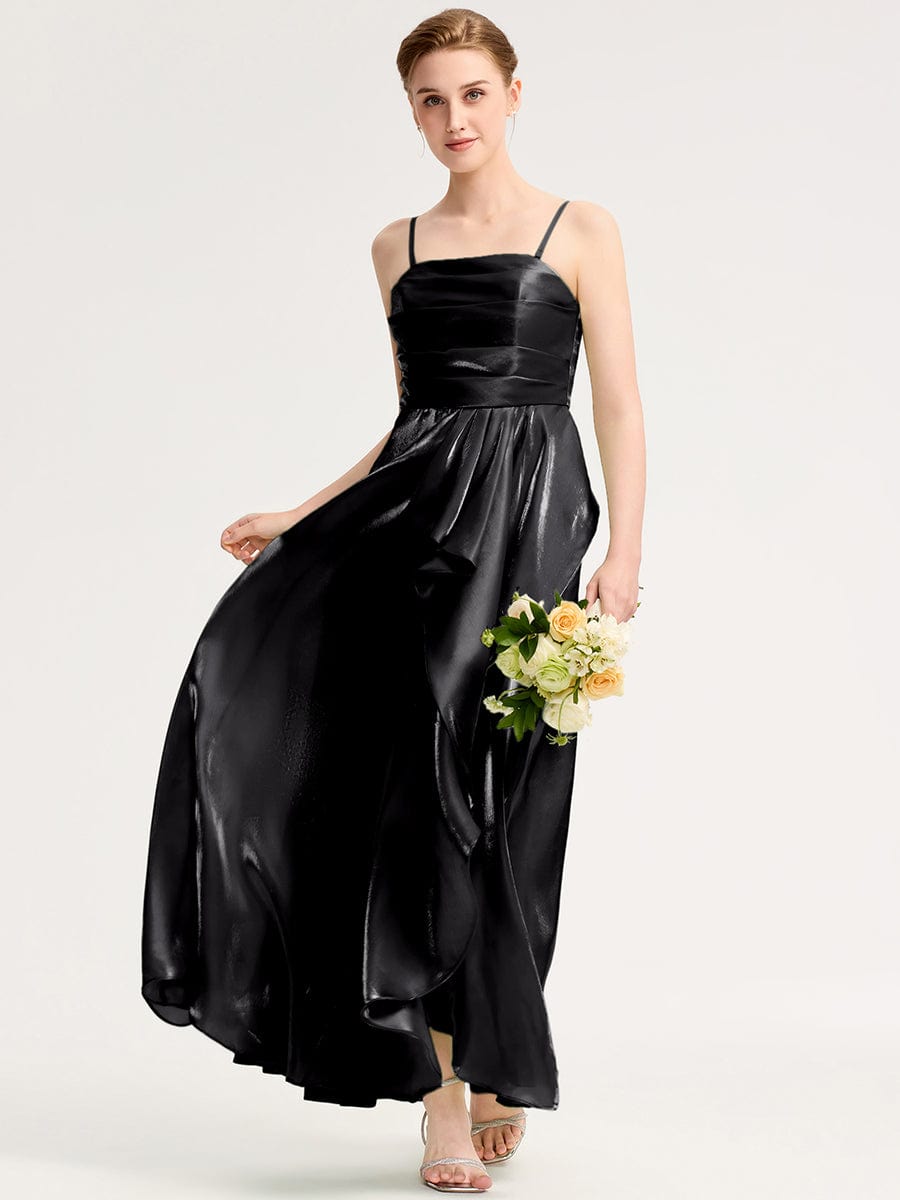 Slit Satin Sleeveless Evening Dresses #color_Black