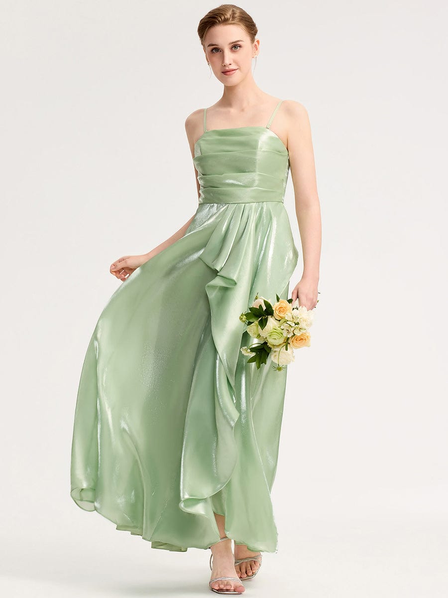 Slit Satin Sleeveless Evening Dresses #color_Mint Green