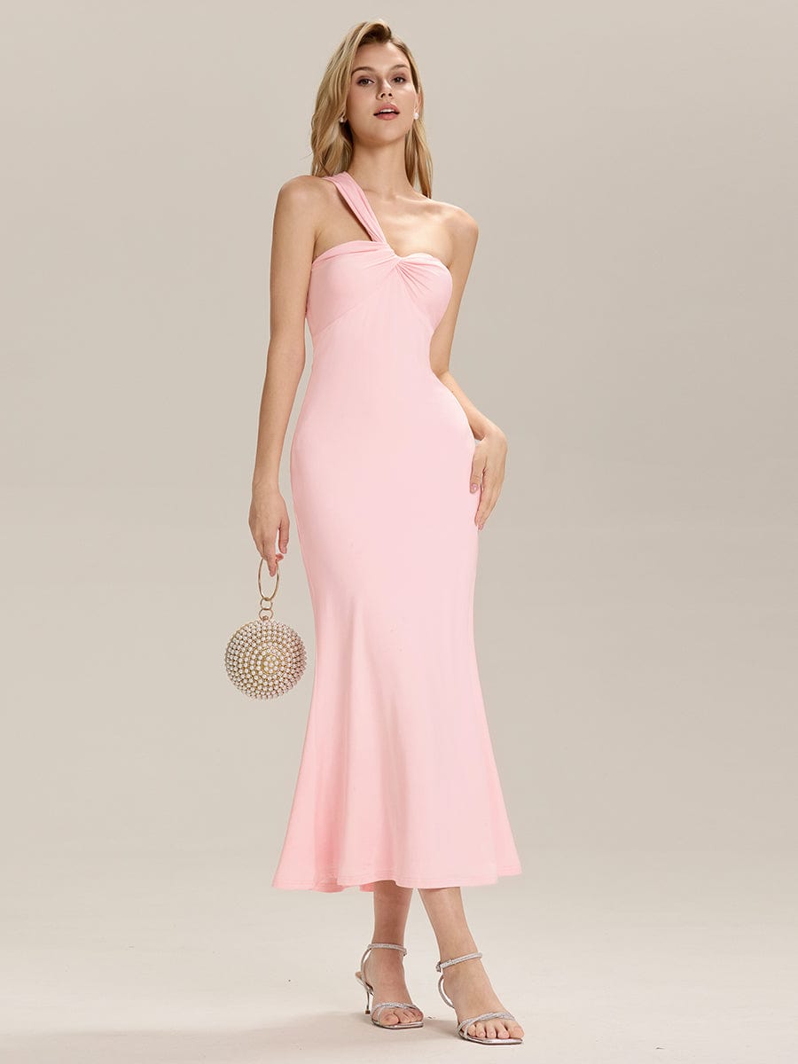 Backless Knit Sleeveless Evening Dress #color_Pink