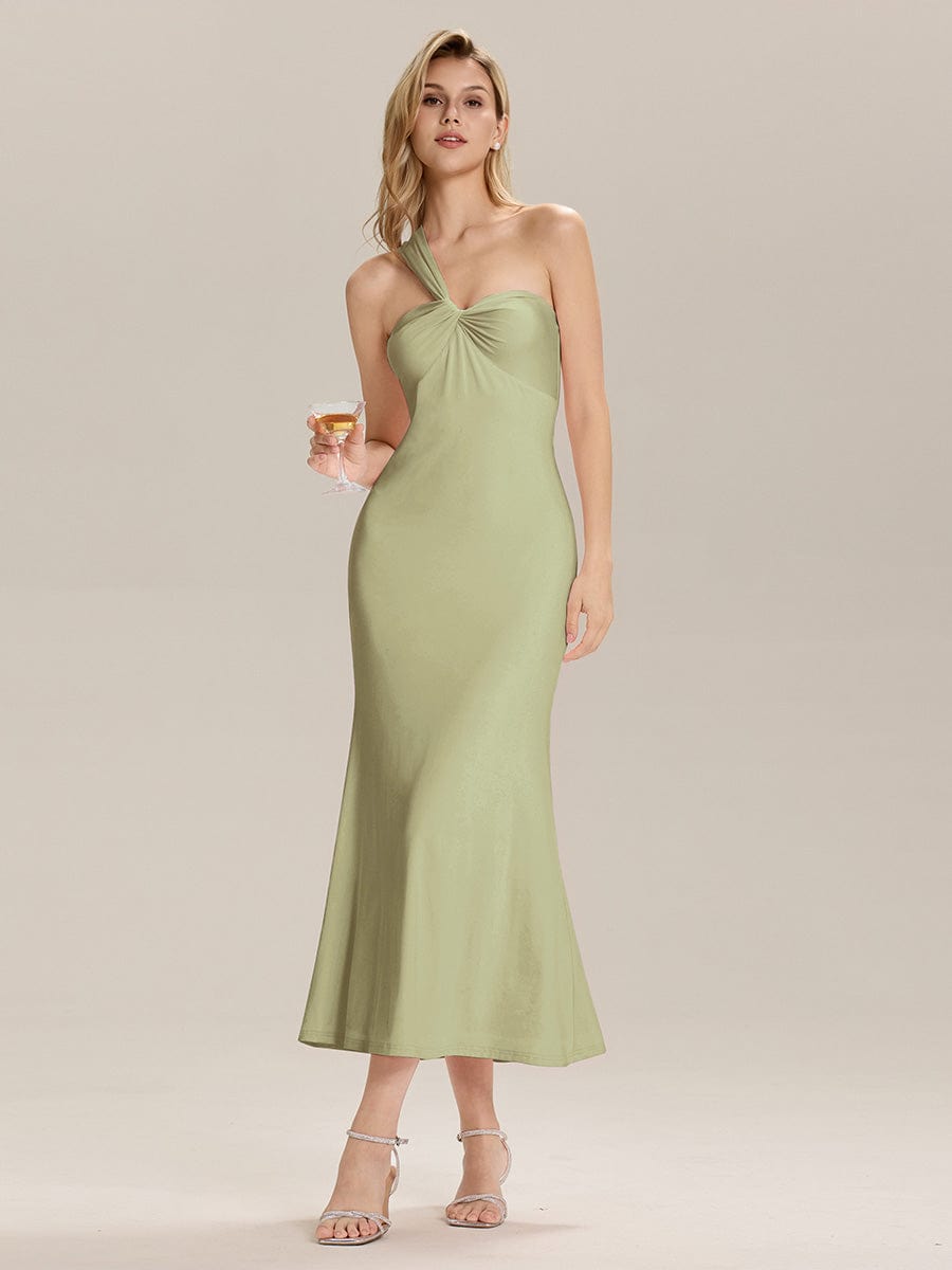 Backless Knit Sleeveless Evening Dress #color_Sage Green