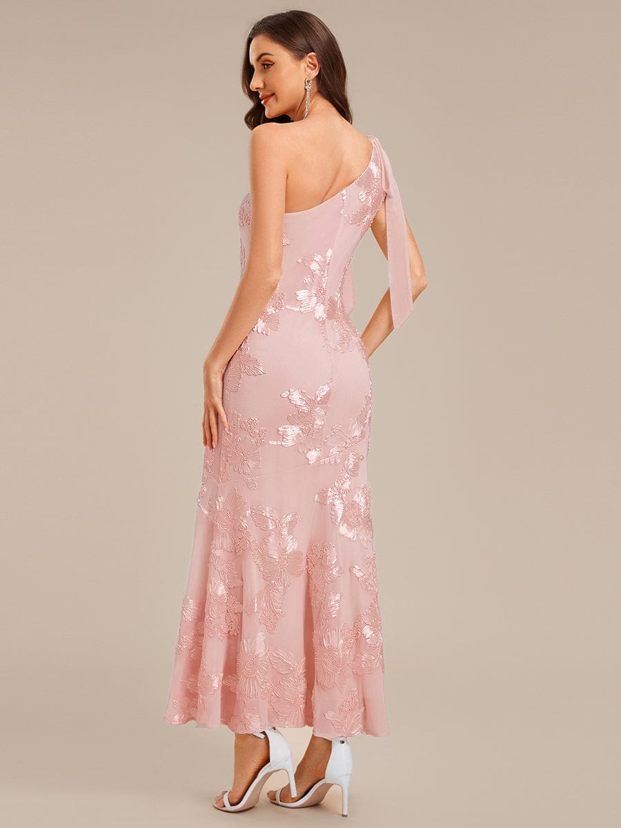 Flowing Ribbon Mesh Mermaid Formal Dress #color_Pink