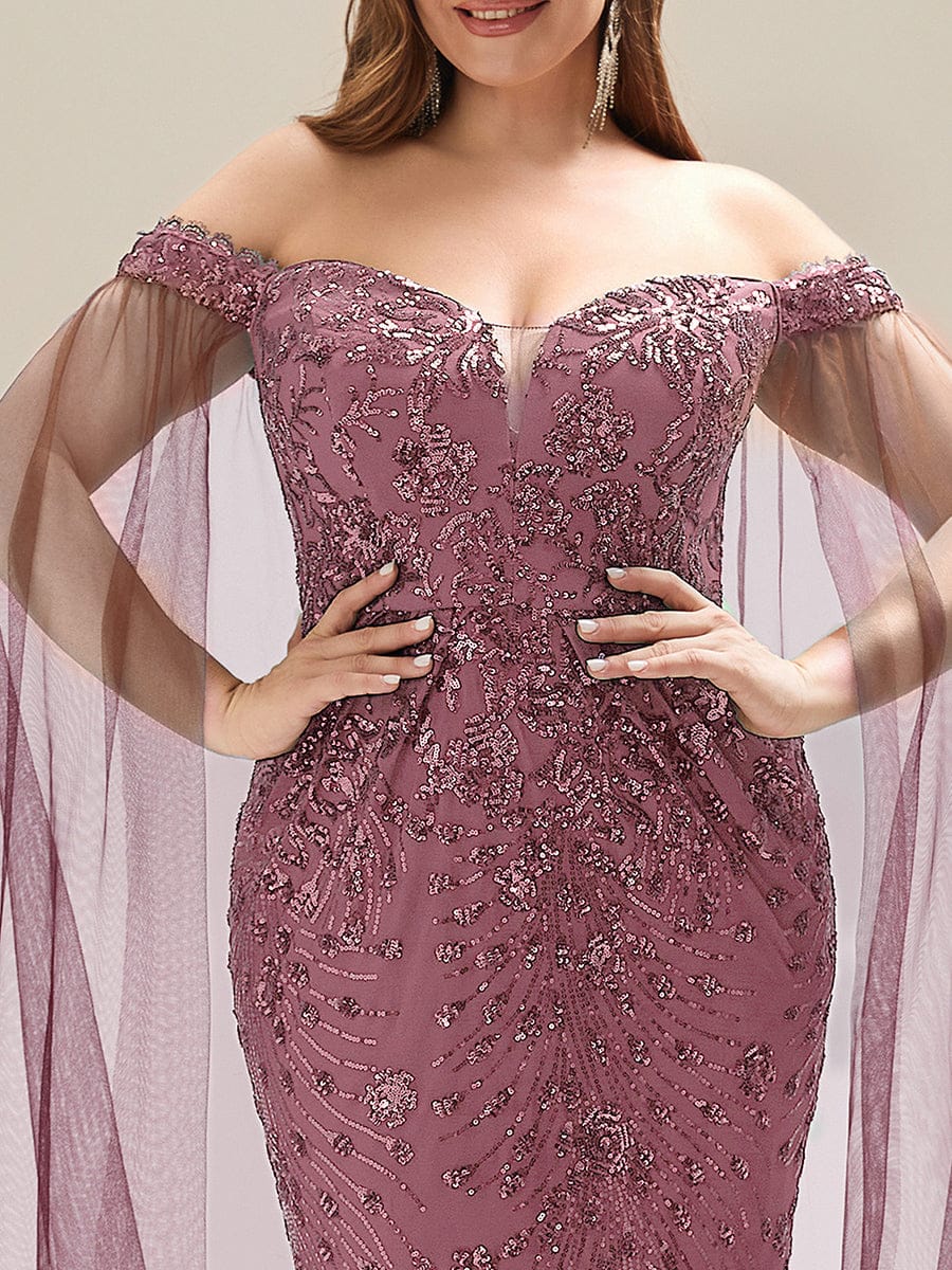 Flowing Ribbons Sequin Sleeveless Evening Dress #color_Purple Orchid