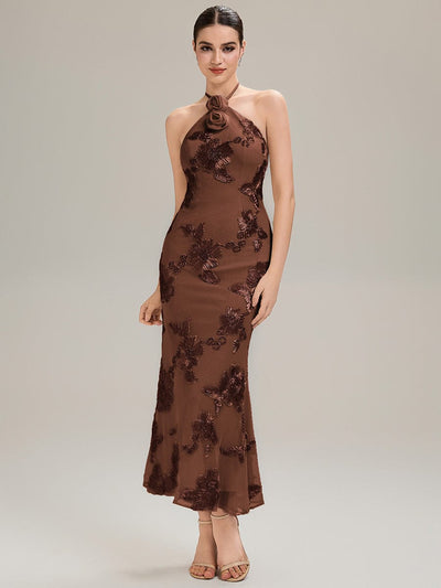 ever OPHELIA| Floral Mesh Sleeveless Evening Dress
