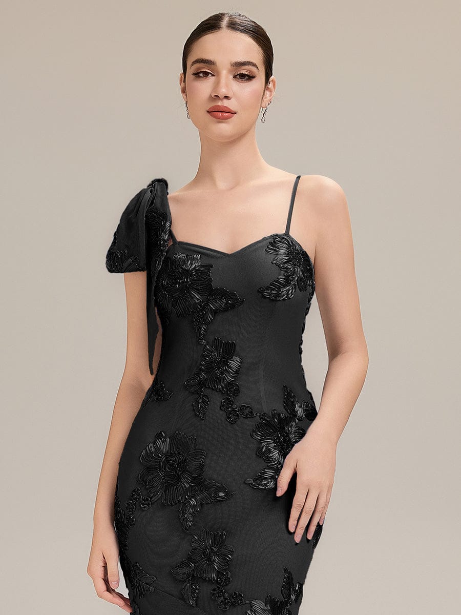 Jacquard Knit Sleeveless Evening Dress #color_Black