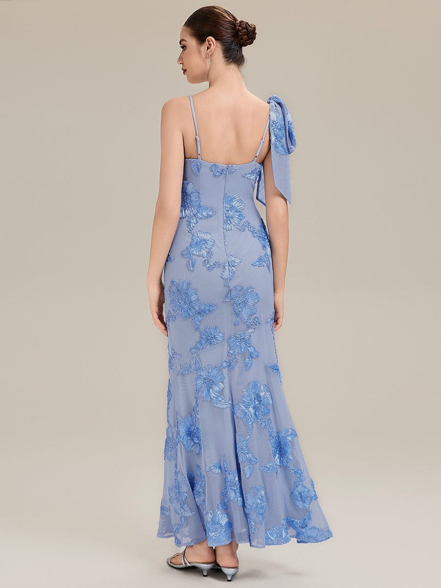 Jacquard Knit Sleeveless Evening Dress #color_Ice Blue