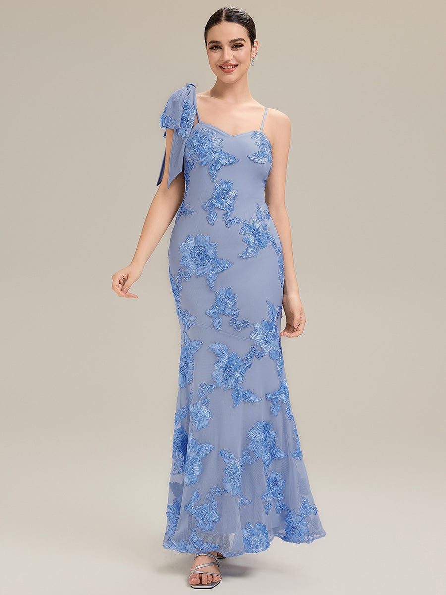 Jacquard Knit Sleeveless Evening Dress #color_Ice Blue