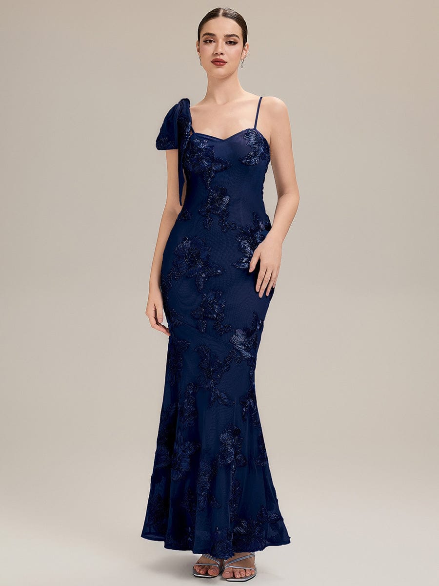Jacquard Knit Sleeveless Evening Dress #color_Ice Blue