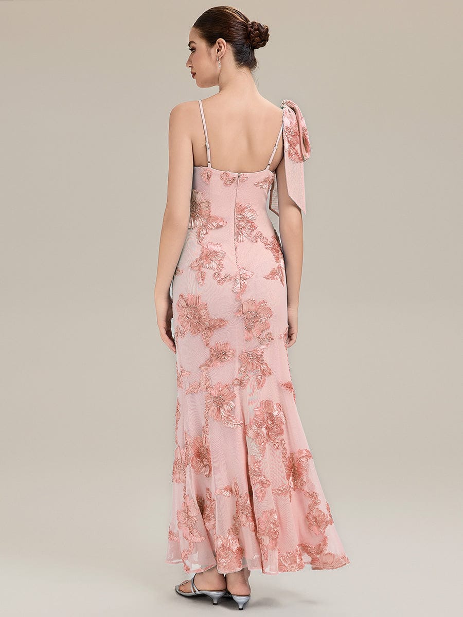 Jacquard Knit Sleeveless Evening Dress #color_Pink