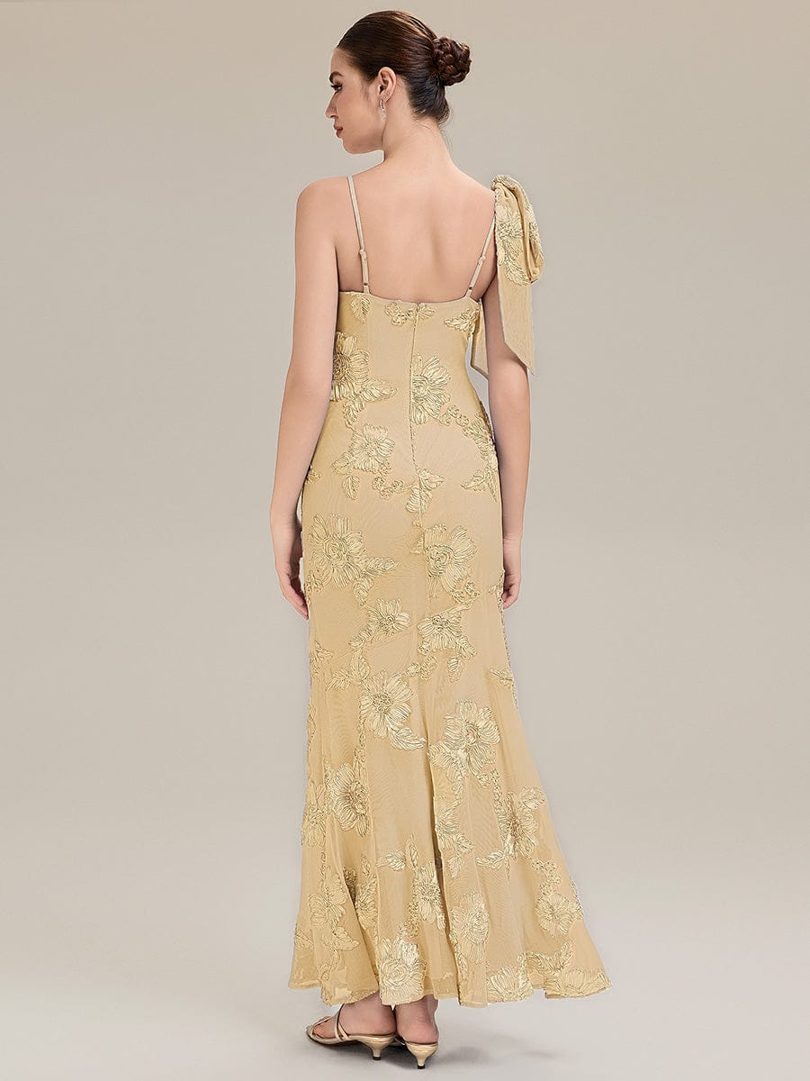 Jacquard Knit Sleeveless Evening Dress #color_Yellow