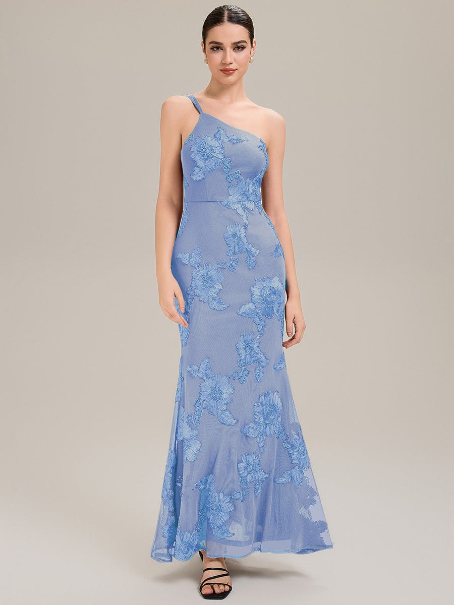 Floral Mesh Sleeveless Evening Dress #color_Ice Blue