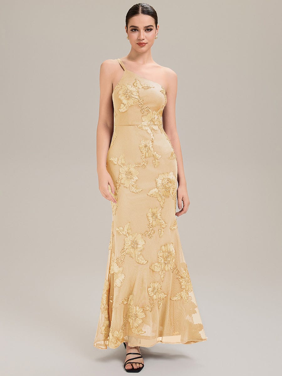 Floral Mesh Sleeveless Evening Dress #color_Yellow
